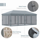 Outsunny 6 x 3m Pop Up Party Tent Canopy with 6 Removable Sidewalls Grey