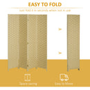 HOMCOM 4 Panel Folding Room Dividers for Wall, Privacy Screen Panels, Brown