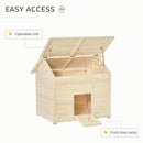 PawHut Wooden Duck House w/ Openable Roof, Raised Base, Air Holes - Natural