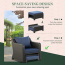 Outsunny 5pcs Outdoor Rattan Sofa Set w/ Storage Function Side Table & Ottoman