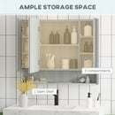 kleankin Bathroom Cabinet Wall Mounted Mirror Storage Adjustable Shelves Grey
