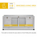PawHut Rabbit Hutch Mobile Separable Guinea Pig Cage w/ Wheels, Slide-Out Tray