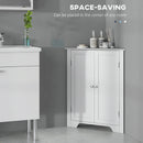 Kleankin Corner Bathroom Cabinet, Recessed Doors And Adjustable Shelf, White