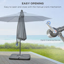 Outsunny 3(m) Banana Parasol Cantilever Umbrella Garden w/ Base Weights, Grey