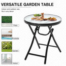 Outsunny Folding Garden Table Round Foldable Table with Safety Buckle Black