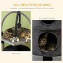 PawHut Cat Tree for Indoor Cats w/ Scratching Posts, Hammock, Toy Ball - Grey
