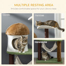 PawHut Cat Tower w/ Cat House, Sisal Scratching Post, Hammock