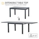 Outsunny Extendable Garden Table 10 Seater for Lawn Balcony and Backyard Grey