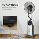 HOMCOM Pedestal Fan with Water Mist Spray Standing Fan w/ 3.1L Water Tank Black