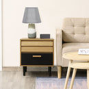 HOMCOM Bedside Table Cabinet Storage Chest w/ 2 Drawers Nordic Style Black