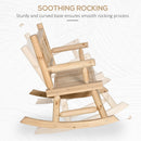 Outsunny Fir Wood Rocking Bench Wooden Patio 2-Person Outdoor Rocker Natural