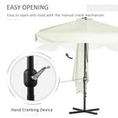 Outsunny 2.3m Half Round Parasol Garden Sun Umbrella Metal w/ Crank Off-White