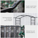 Outsunny Garden Arbour Arch Metal Bench Loveseat Outdoor Patio Plant Climber