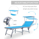 Outsunny Outdoor Lounger Fold 180° Reclining Chair w/ Adjustable Canopy Blue