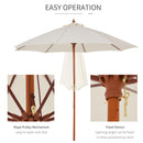 Outsunny 2.5m Wooden Garden Parasol Outdoor Umbrella Canopy w/ Vent Off-White