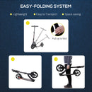 HOMCOM Teens Adult Kick Scooter Foldable Adjust Aluminum For Age 14+ Black