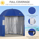 Outsunny 2m Beach Parasol with Sides Fishing Umbrella w/ Tilt, UV30+, Blue