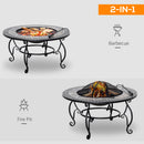Outsunny Firepit Fire Bowl W/ Grill Spark Screen Cover Fire Poker Bonfire Patio
