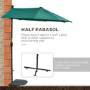 Outsunny 2m Half Garden Parasol Market Umbrella w/ Crank Handle, Base Dark Green
