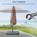Outsunny 3(m) Banana Parasol Cantilever Umbrella Garden w/ Base Weights, Coffee