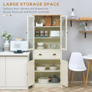 HOMCOM Kitchen Cupboard, 5-tier Storage Cabinet with Adjustable Shelves, Cream