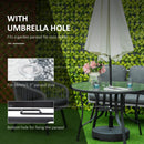 Outsunny 106cm Round Garden Dining Table with Parasol Hole Tempered Glass Top