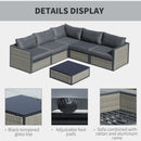 Outsunny 6 PCs Patio PE Rattan Sofa Set Sectional Conversation Furniture Set