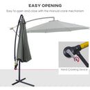 Outsunny 3m Garden Banana Parasol Cantilever Umbrella w/Crank& Base, Grey