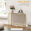 HOMCOM Modern Console Table Tempered Glass Top Sofa Table Steel Frame Black