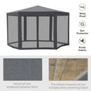 Outsunny Garden Hexagonal Gazebo Patio Outdoor Canopy Patio Party Tent Grey