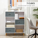 HOMCOM 7 Cube Storage Cabinet Shelving Unit with 3 Fabric Drawers White