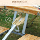 Outsunny Wooden Portable Folding Camping Picnic Table BBQ Chairs Stools Set