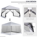 Outsunny 3 x3 x2.6m Folding Pop-up Garden Gazebo W/Mosquito Netting White