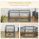 PawHut Dog Play Pen 6 Panel Pet Playpen Foldable Rabbit Guinea Pig Run w/ Door