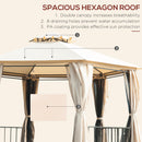 Outsunny 3 x 3(m) Gazebo Canopy 2 Tier Patio Shelter Steel for Garden Beige