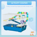 PawHut Large Hamster Cage w/ Water Bottle, Exercise Wheel, Ramps - Blue