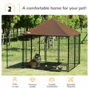 PawHut Outdoor Dog House Kennel with Canopy Top & Lock Rotating Bowl Holder