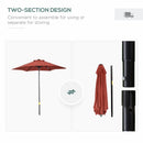 Outsunny 2m Parasol Patio Umbrella, Outdoor Sun Shade with 6 Ribs Wine Red