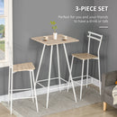 HOMCOM Bar Table and Stools W/ Steel Frame and Footrest for Bar Kitchen, White