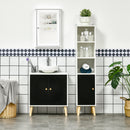 kleankin Under Sink Storage Cabinet W/ Solid Wood Legs and Adjustable Shelf