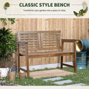 Outsunny 2-Seater Wooden Garden Bench w/ Backrest and Armrest for Yard Brown
