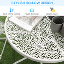 Outsunny Garden Bistro Set for 2 with Folding Chairs and Round Table, White