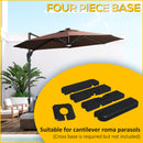 Outsunny Set of 4 Cantilever Parasol Base, Up to 130kg Sand 90kg Water, Black