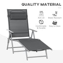 Outsunny Sling Patio Reclining Chaise Lounge Garden Furniture Folding, Dark Grey