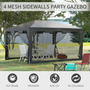 Outsunny 4 m x 3 m  Gazebo Party Tent Outdoor Tent w/ Mesh Sidewalls Dark Grey