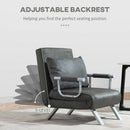 HOMCOM Sofa Bed Foldable Portable Armchair Sleeper Lounge with Pillow Dark Grey