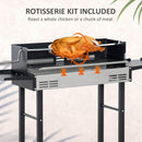 Outsunny Charcoal Spit Roasting Machine w/ 3-Tier Grill Grate & Foldable Shelves
