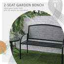 Outsunny 2 Seater Metal Garden Bench Outdoor Furniture for Porch Lawn Grey