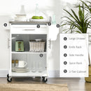 HOMCOM Rolling Kitchen Cart Storage Trolley with Drawer Towel Rail Steel White