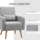 HOMCOM Nordic Leisure Lounge Sofa Accent Chair with Pillow for Bedroom Grey